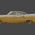Vintage Yellow Rusty Car With White Roof And Classic Rusted Exterior 3d model