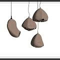 Hanging Irregular Pendant Lights With Rough Natural Texture And Orange Inner Glow 3d model