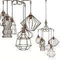 Modern Stylish Pendant Lights With Geometric Wire Frames And Various Unique Designs 3d model