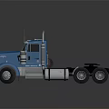 Blue Heavy Duty Truck With Shiny Chrome Accents And Dual Exhaust Pipes
