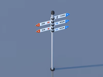 Household Items Directional Signpost With Multiple Arrows And Distance Indicators 3d model