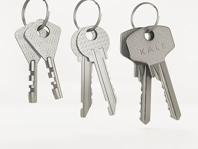 Unique Key Shaped Metal Jewelry Pieces With Engraved Patterns And Stylish Designs 3d model