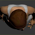 3D Cartoon Elderly Character Model Wearing Brown Cap And White Tank Top