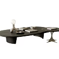 Elegant Modern Coffee Table Design With Oval Wooden Top And Decorative Books