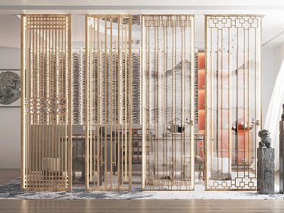 New Chinese-style partition screen partition 3d model