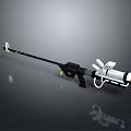Modern Long Barrel Weapon With Black Body White Components And Tactical Design Features 3d model