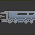Blue Truck With Open Cargo Bed Multiple Wheels Yellow Accents And Modern 3D Model Design