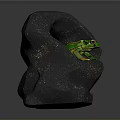 Green Frog Sitting In Blue Stone Sculpture With Hollow Center And Artistic Design