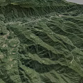 3D Terrain Model Displaying Mountainous Landscape With Green Vegetation And Elevation Details 3d model