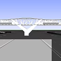 White Steel Cable Stayed Bridge Modern Design Over Open Water With Blue Sky