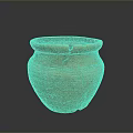 Ancient Handcrafted Clay Pot With Sculpture Carving Striped Decoration And Cracked Surface