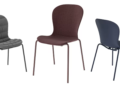 Modern Minimalist Dining Chairs With Upholstered Fabric Seats And Metal Legs 3d model