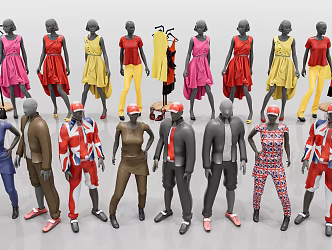 Modern Fashion Clothing Model Male Women's Clothing Model Clothing Model Clothing Model Decoration Business War Equipment Model 3d model