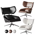 Modern Leather Upholstered Accent Chair Black Brown White Swivel Base Padded Back