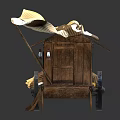 Wooden Ancient Vehicle Model With Canopy Wheels And Carriage Structure Ladder