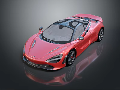 Red Sports Car With Modern Sleek Body Black Roof And Sporty Wheels 3d model
