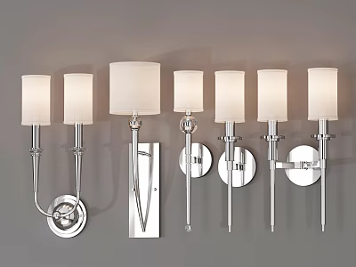Modern Wall Sconces With Metal Structures White Shades And Different Styles 3d model