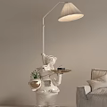 Modern Robot Shaped Floor Lamp With Tray And Green Plant In Living Room