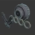 Black Mechanical Equipment Components With Circular Metal Rings And Installation Tool