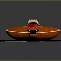 Orange Wooden Lute Shaped Decorative Household Item With Strings And Bow