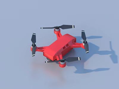 Red Electric Toy Drone With Four Propellers For Kids Fun Play 3d model