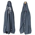 Two Dark Blue Shirts One With White Text Design And Solid Buttoned Style 3d model
