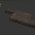 Gray Stone Block Platform With Textured Surface And Small Dark Object Nearby 3d model