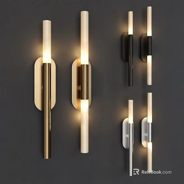 Modern Wall Lamps With Various Designs And Gold Black Silver Finishes 3d model 