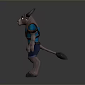 Bull Character Horned Creature With Blue Vest Pants Muscular Arms Standing Pose