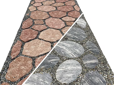 Natural Rustic Stone And Wood Pathway Design For Outdoor Garden Use 3d model