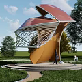Landscape Pavilion Landscape Sketch Corridor Frame Pocket Park Shaped Curve 3d model