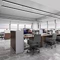 Modern Office Interior With Cubicles Computers Office Chairs And Large Windows 3d model