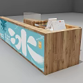 Wooden Retail Display Counter With Glass Showcase And Storage Shelves