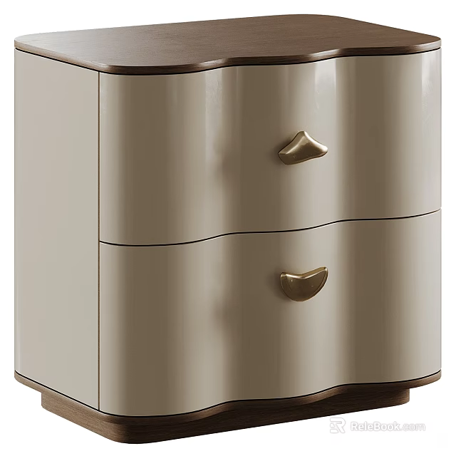 Elegant Modern Chest of Drawers with Light Colored Finish and Gold Handles 3d model 