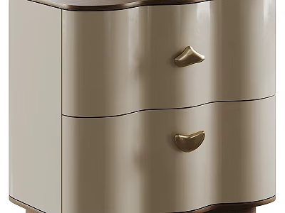 Elegant Modern Chest of Drawers with Light Colored Finish and Gold Handles 3d model