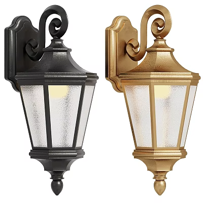 Classic Black And Gold Wall Sconces With Glass Shades For Home Decor 3d model