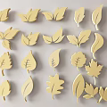 Gold Leaf Shaped Wall Decor Featuring Various Leaf Designs For Home Decoration 3d model