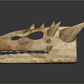 Ancient Mythical Dragon Skull With Spikes Horn And Rough Texture On Dark Background