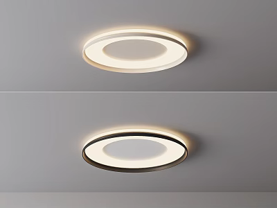 Modern Round Indoor Ceiling Light With White Black Frame Soft Glow Design 3d model