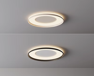 Modern Round Indoor Ceiling Light With White Black Frame Soft Glow Design 3d model
