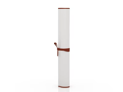 Ornamental Decorative Set With White Scroll Red Edges Tied Brown Ribbon For Home Decor 3d model