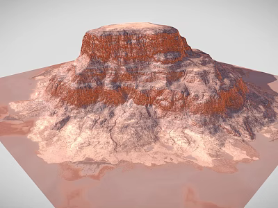 Scenic View of Majestic Red Layered Hill with Sandy Ground in Arid Landscape 3d model