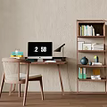Quiet Ancient Style Desk and Chair Storage Rack 3d model