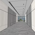 Modern elevator hall aisle rest area 3d model