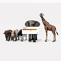 Collection of Wild and Farm Animals Including Elephant Giraffe Cow and Bear
