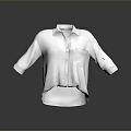 White Casual Three Quarter Sleeve Shirt With Collar And Button Front 3d model