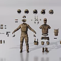 Military Soldier Character With Tactical Gear Helmet Vest Weapons And Accessories