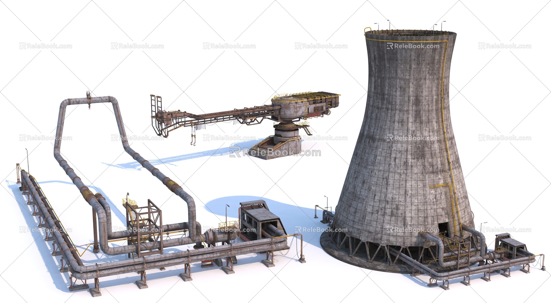 Chemical Plant Chimney Industrial Equipment Chemical Plant Equipment Cement Plant Equipment Steel Plant Equipment Petroleum Refining Equipment Store Equipment Chemical Large Equipment 3d model