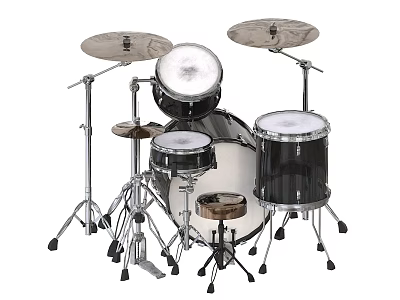 Professional Complete Drum Set with Cymbals Snare Tom Bass Drum and Hardware 3d model