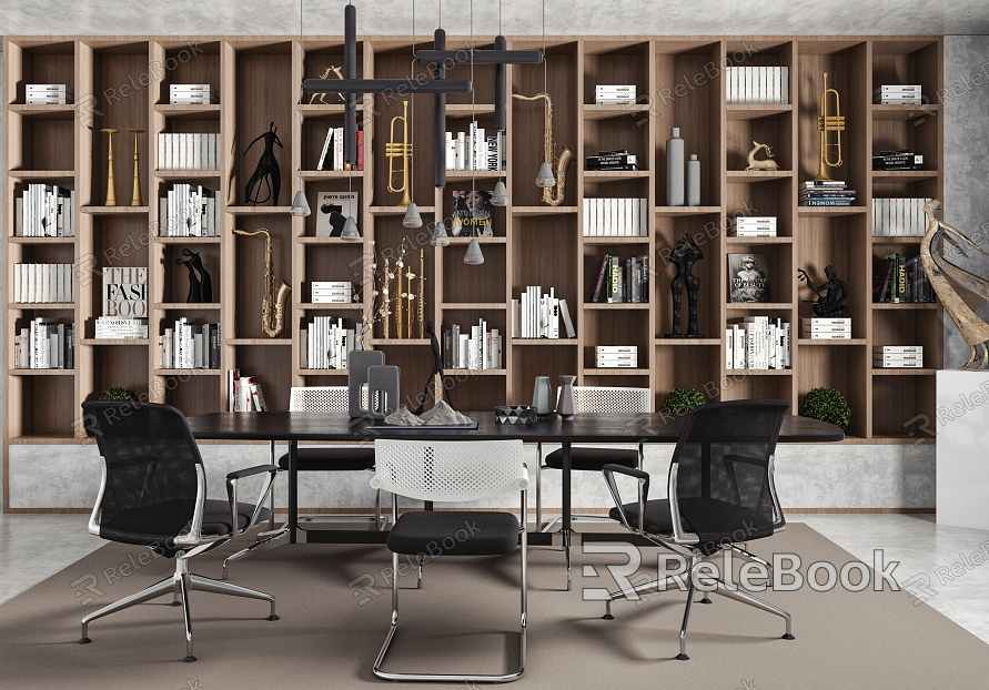 Modern office desk and chair office desk and chair bookcase combination model